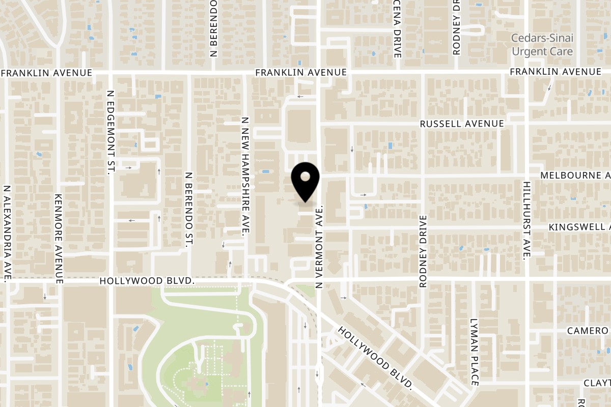 Map showing the location of Pino's Sandwiches on 1761 N Vermont Ave in Los Angeles